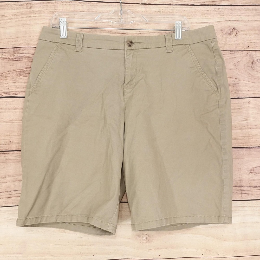 Sonoma Bermuda Shorts Womens Size 12 Beige Twill 35 Waist 9.5 Inseam Stretch